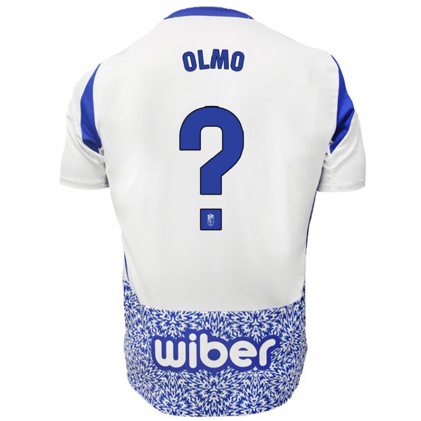 Kids Football Ismael Olmo #0 White Blue Away Jersey 2024/25 T-Shirt Za