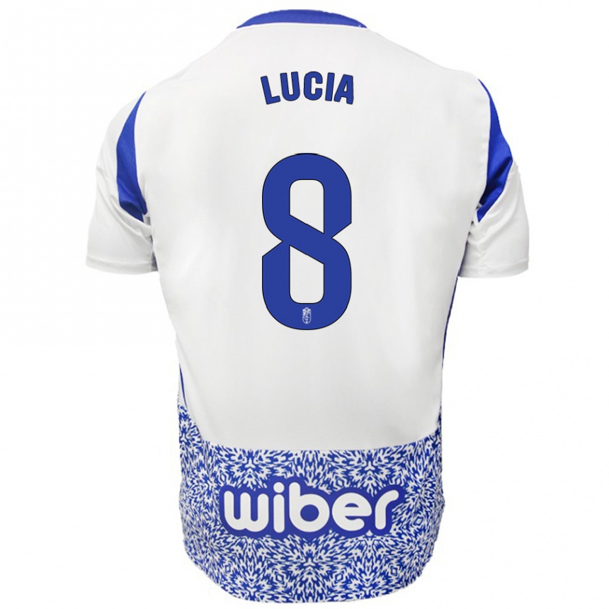 Kids Football Lucía Martínez #8 White Blue Away Jersey 2024/25 T-Shirt Za