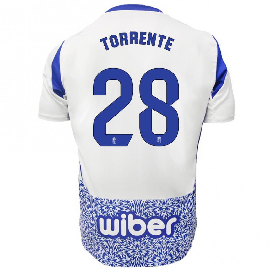 Kids Football Raúl Torrente #28 White Blue Away Jersey 2024/25 T-Shirt Za