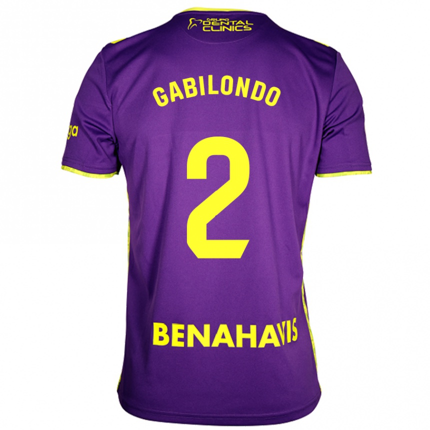 Kids Football Jokin Gabilondo #2 Purple Yellow Away Jersey 2024/25 T-Shirt Za