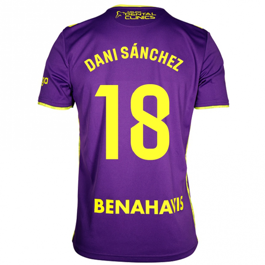 Kids Football Dani Sánchez #18 Purple Yellow Away Jersey 2024/25 T-Shirt Za