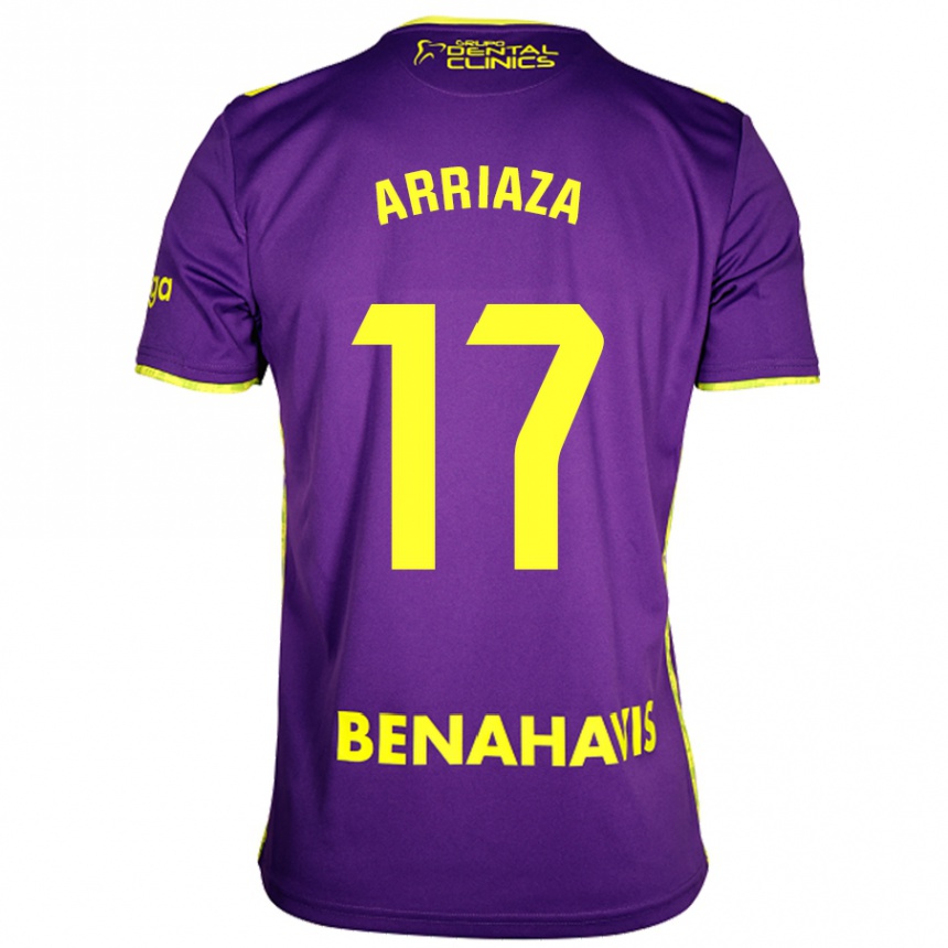 Kids Football Pablo Arriaza #17 Purple Yellow Away Jersey 2024/25 T-Shirt Za