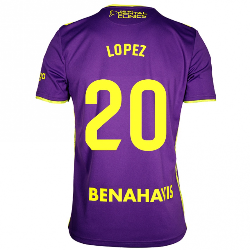 Kids Football Adri López #20 Purple Yellow Away Jersey 2024/25 T-Shirt Za