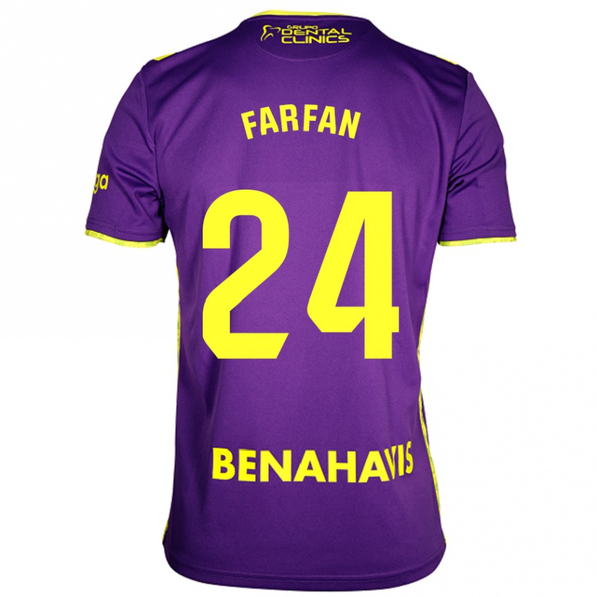 Kids Football María Farfán #24 Purple Yellow Away Jersey 2024/25 T-Shirt Za