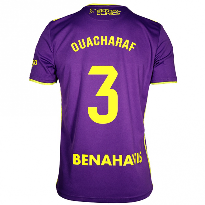 Kids Football Bilal Ouacharaf #3 Purple Yellow Away Jersey 2024/25 T-Shirt Za