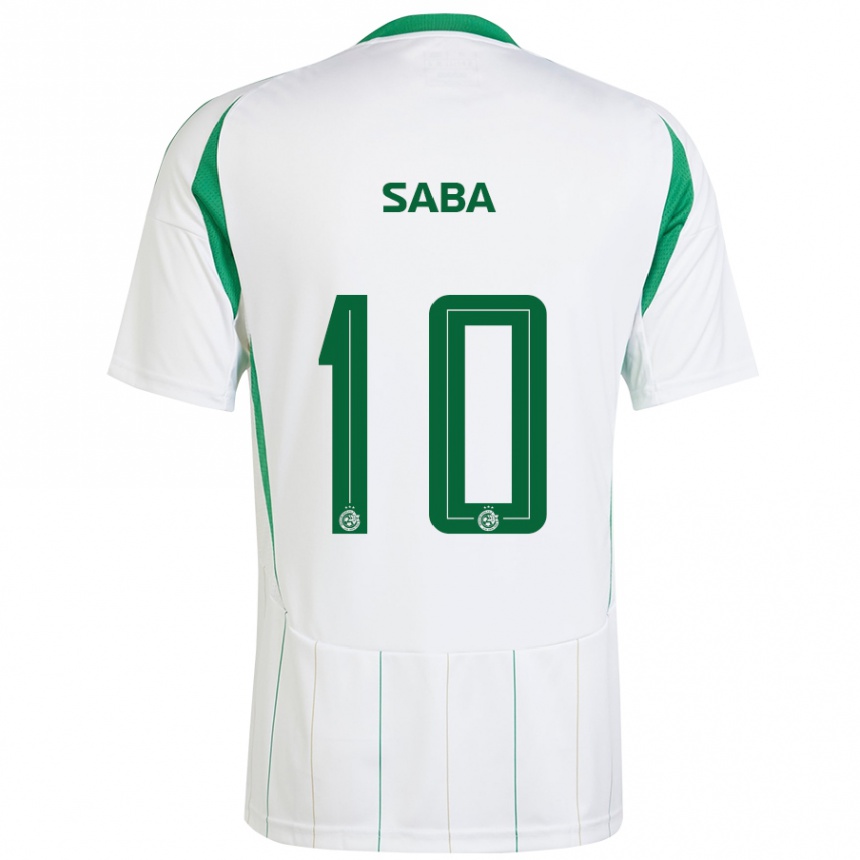 Kids Football Dia Saba #10 White Green Away Jersey 2024/25 T-Shirt Za