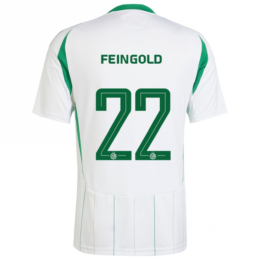 Kids Football Ilay Feingold #22 White Green Away Jersey 2024/25 T-Shirt Za