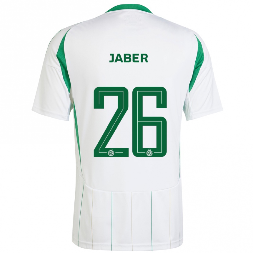 Kids Football Mahmoud Jaber #26 White Green Away Jersey 2024/25 T-Shirt Za