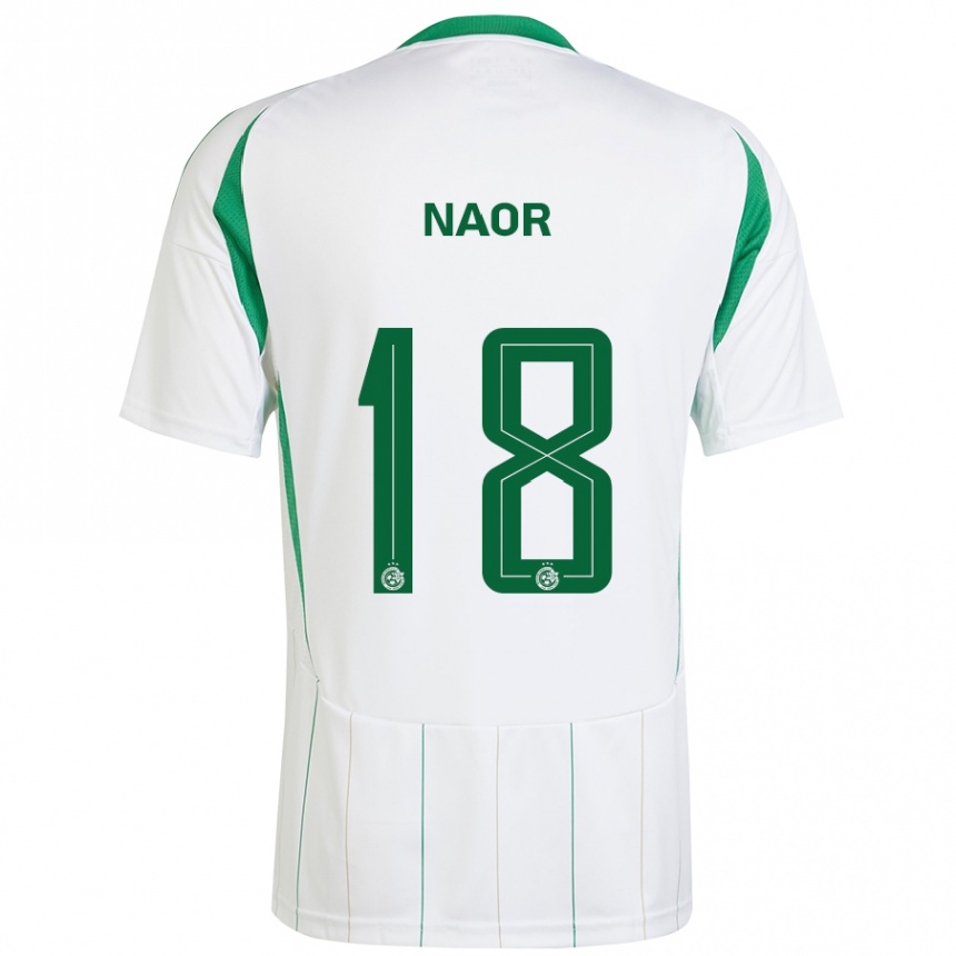 Kids Football Goni Naor #18 White Green Away Jersey 2024/25 T-Shirt Za