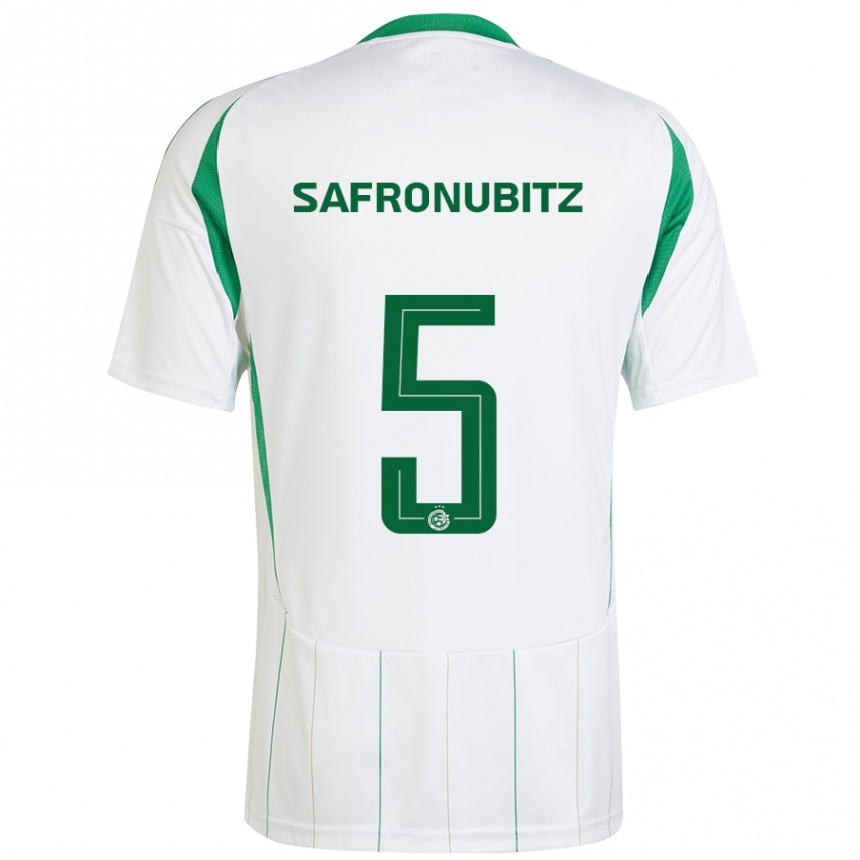 Kids Football Dan Safronubitz #5 White Green Away Jersey 2024/25 T-Shirt Za