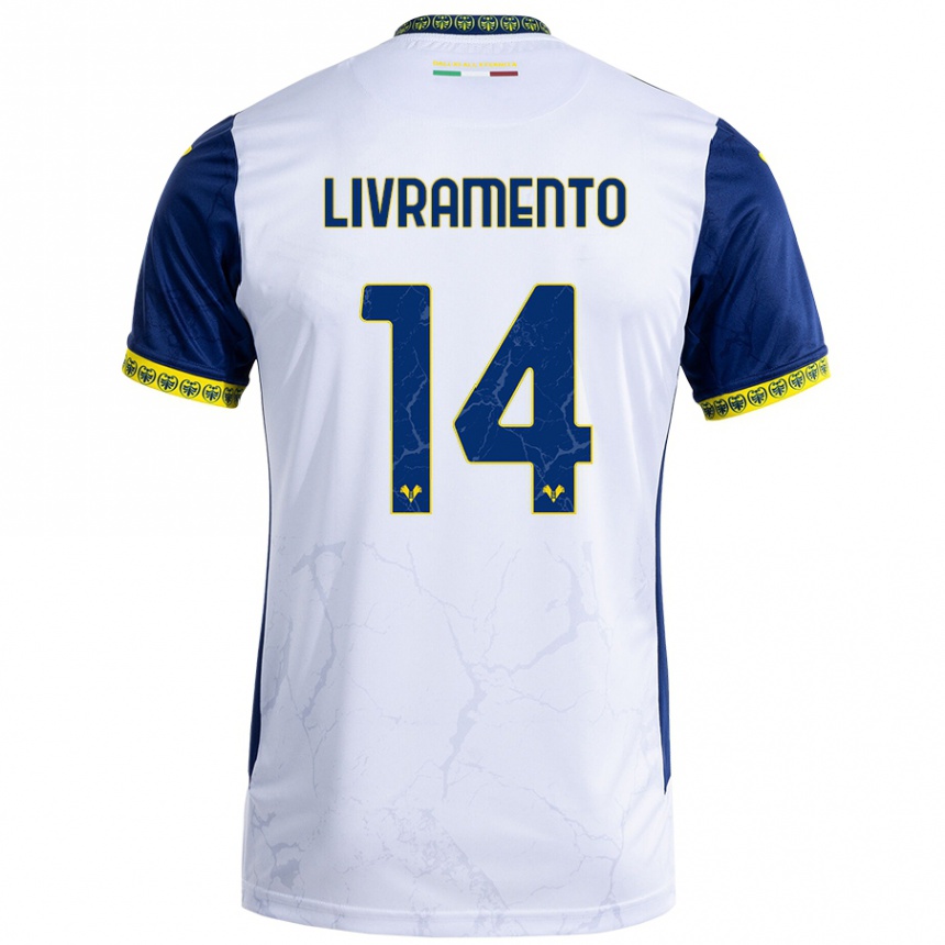 Kids Football Dailon Rocha Livramento #14 White Blue Away Jersey 2024/25 T-Shirt Za