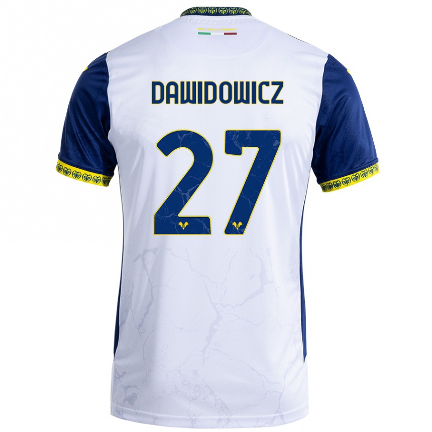 Kids Football Pawel Dawidowicz #27 White Blue Away Jersey 2024/25 T-Shirt Za