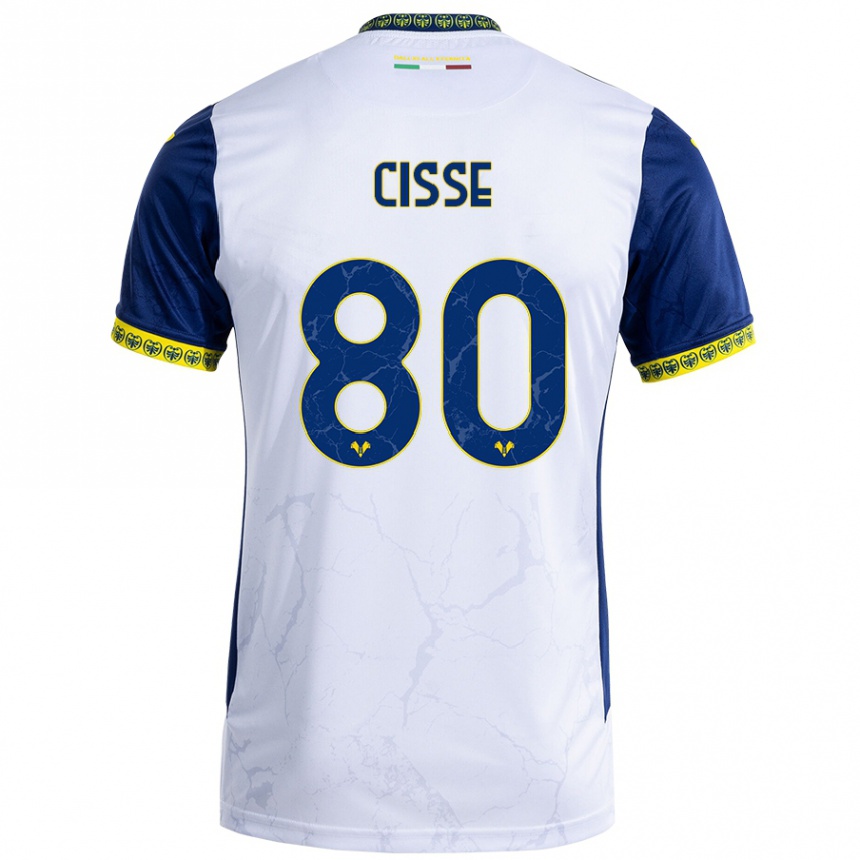 Kids Football Alphadjo Cissè #80 White Blue Away Jersey 2024/25 T-Shirt Za