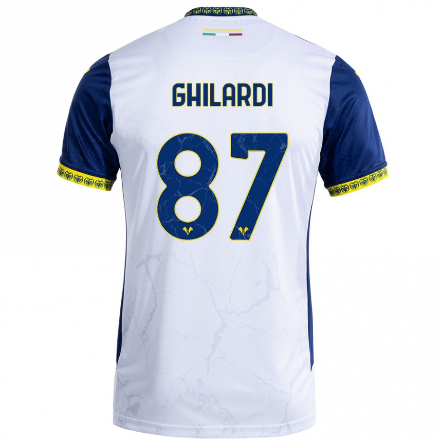 Kids Football Daniele Ghilardi #87 White Blue Away Jersey 2024/25 T-Shirt Za