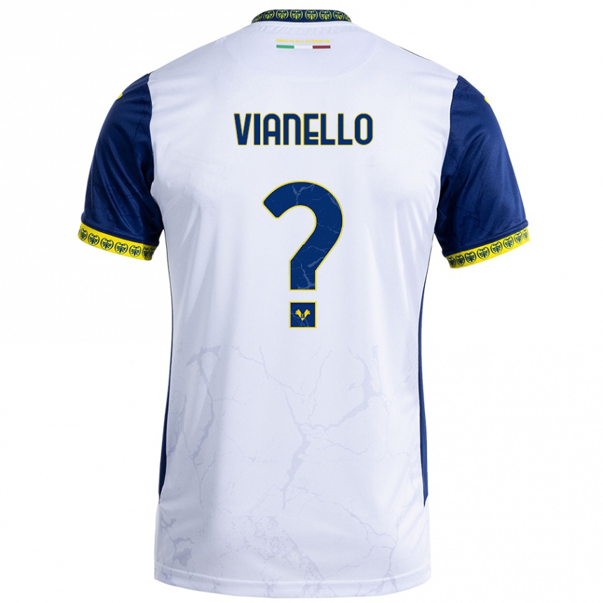 Kids Football Diego Vianello #0 White Blue Away Jersey 2024/25 T-Shirt Za