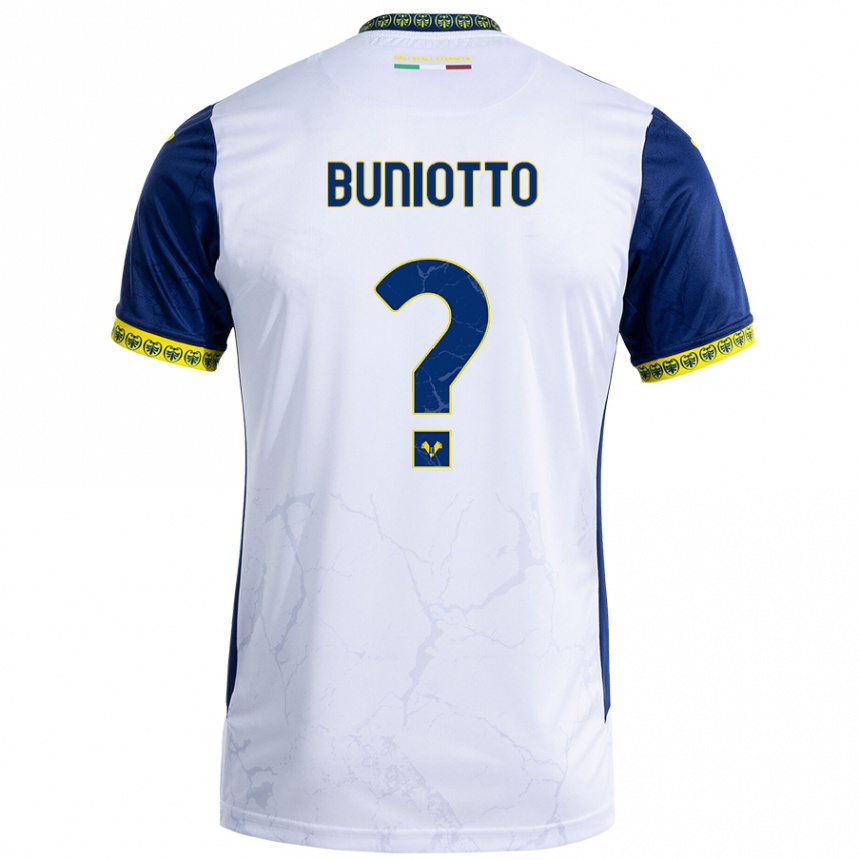 Kids Football Mattia Buniotto #0 White Blue Away Jersey 2024/25 T-Shirt Za