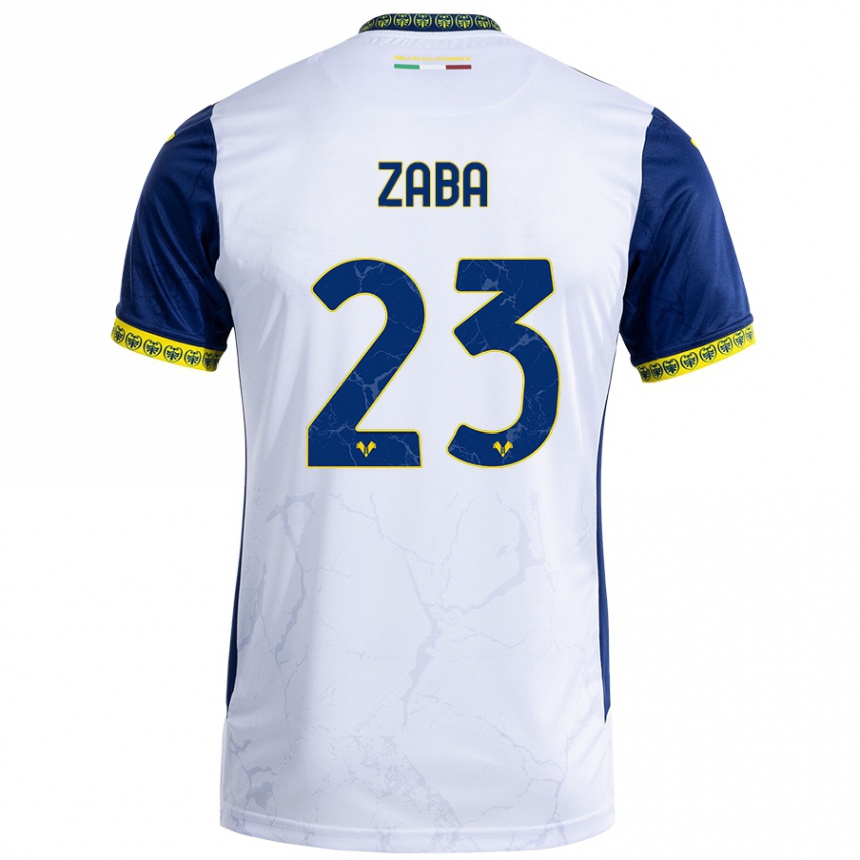 Kids Football Nelson Zaba #23 White Blue Away Jersey 2024/25 T-Shirt Za