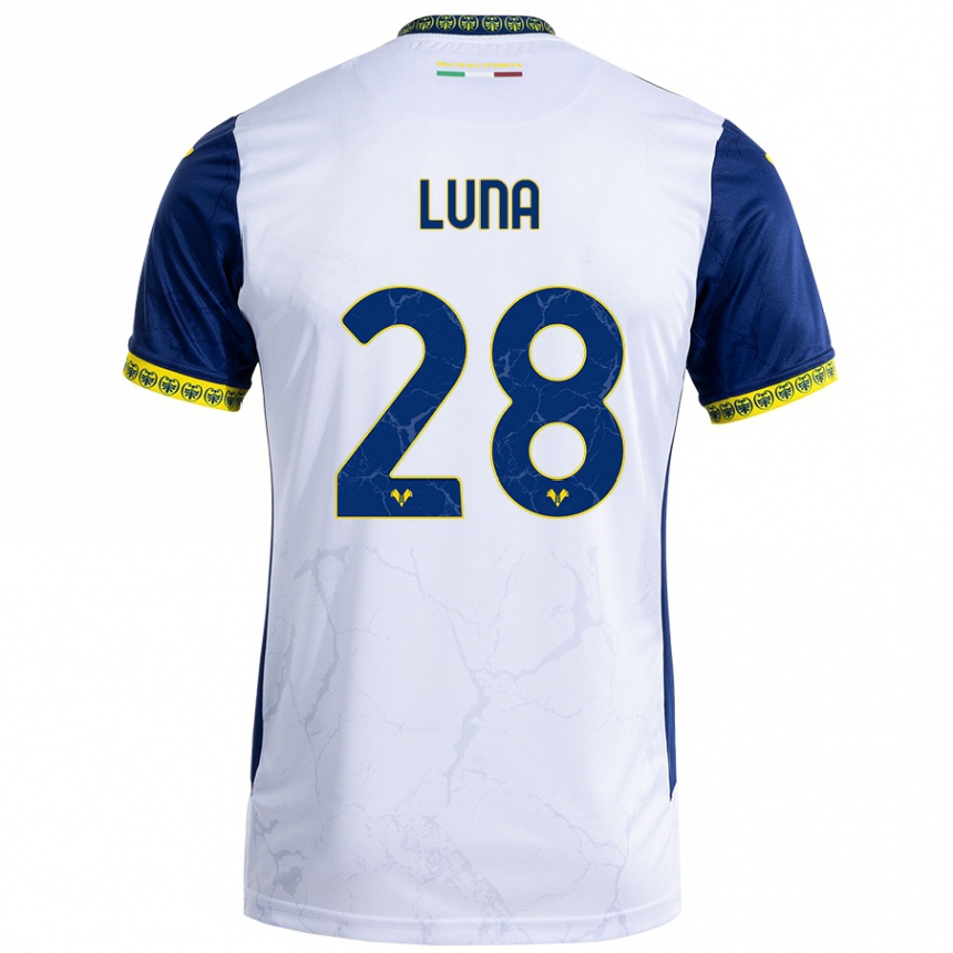 Kids Football Agustín Luna #28 White Blue Away Jersey 2024/25 T-Shirt Za