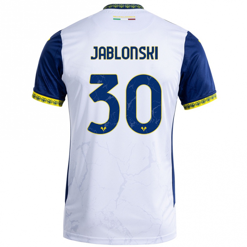 Kids Football Darvin Jablonski #30 White Blue Away Jersey 2024/25 T-Shirt Za