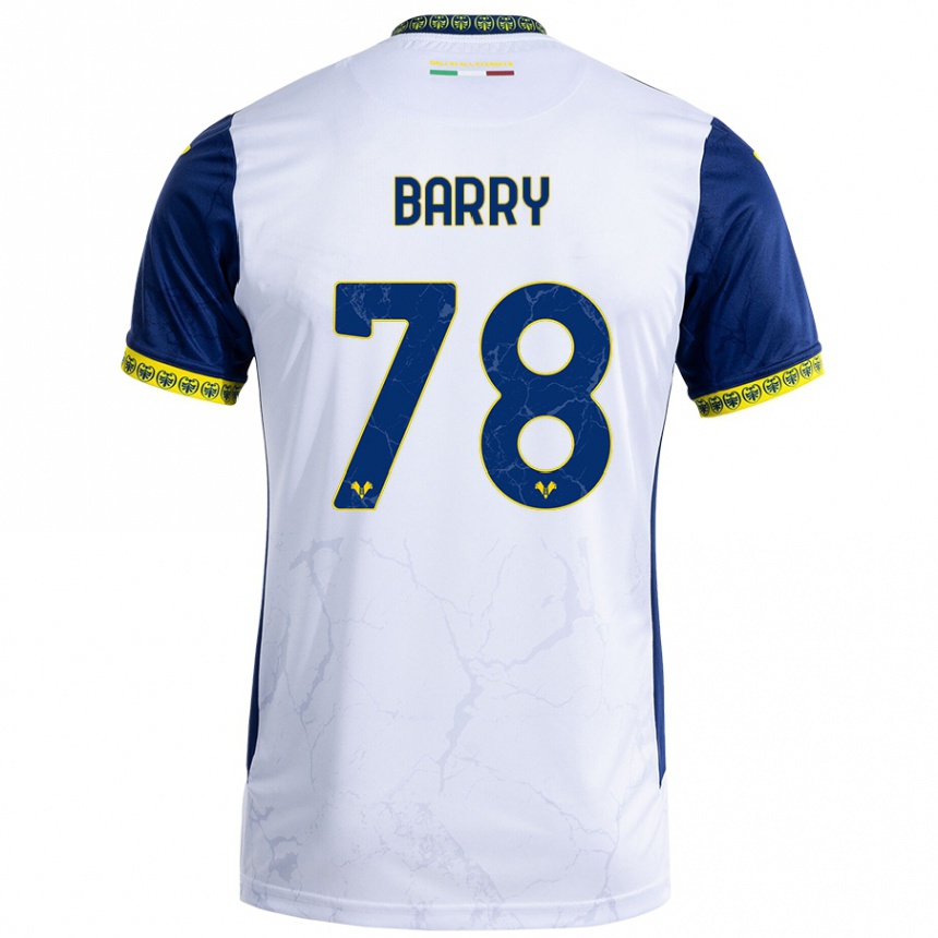 Kids Football Oumar Barry #78 White Blue Away Jersey 2024/25 T-Shirt Za