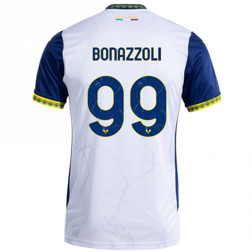 Kids Football Federico Bonazzoli #99 White Blue Away Jersey 2024/25 T-Shirt Za