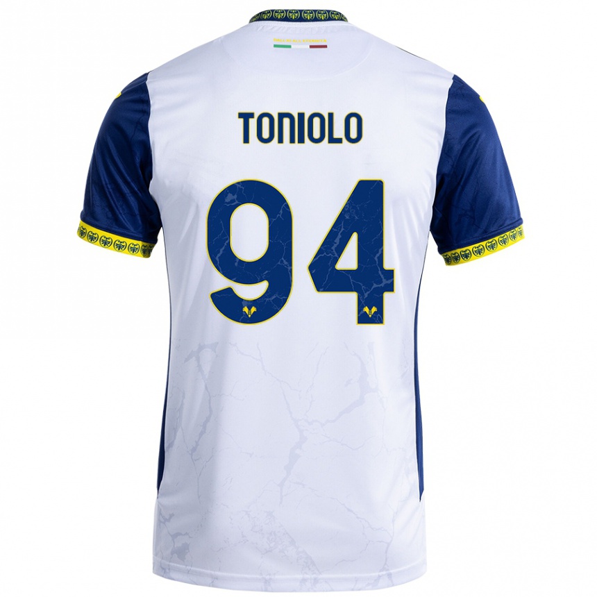 Kids Football Giacomo Toniolo #94 White Blue Away Jersey 2024/25 T-Shirt Za