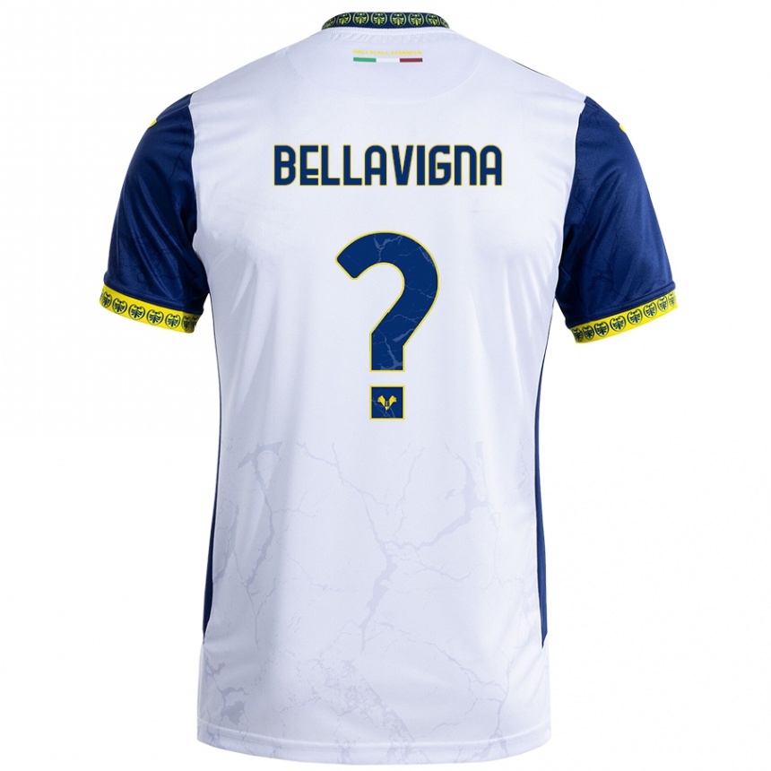 Kids Football Marco Bellavigna #0 White Blue Away Jersey 2024/25 T-Shirt Za