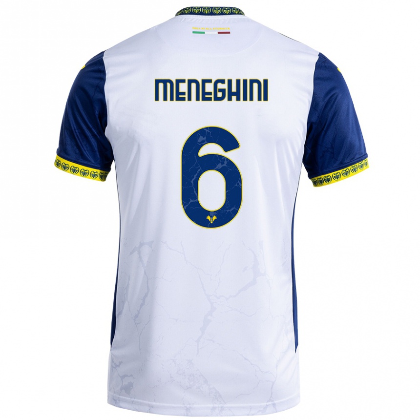 Kids Football Sofia Meneghini #6 White Blue Away Jersey 2024/25 T-Shirt Za