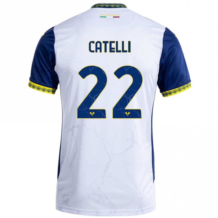 Kids Football Anna Catelli #22 White Blue Away Jersey 2024/25 T-Shirt Za