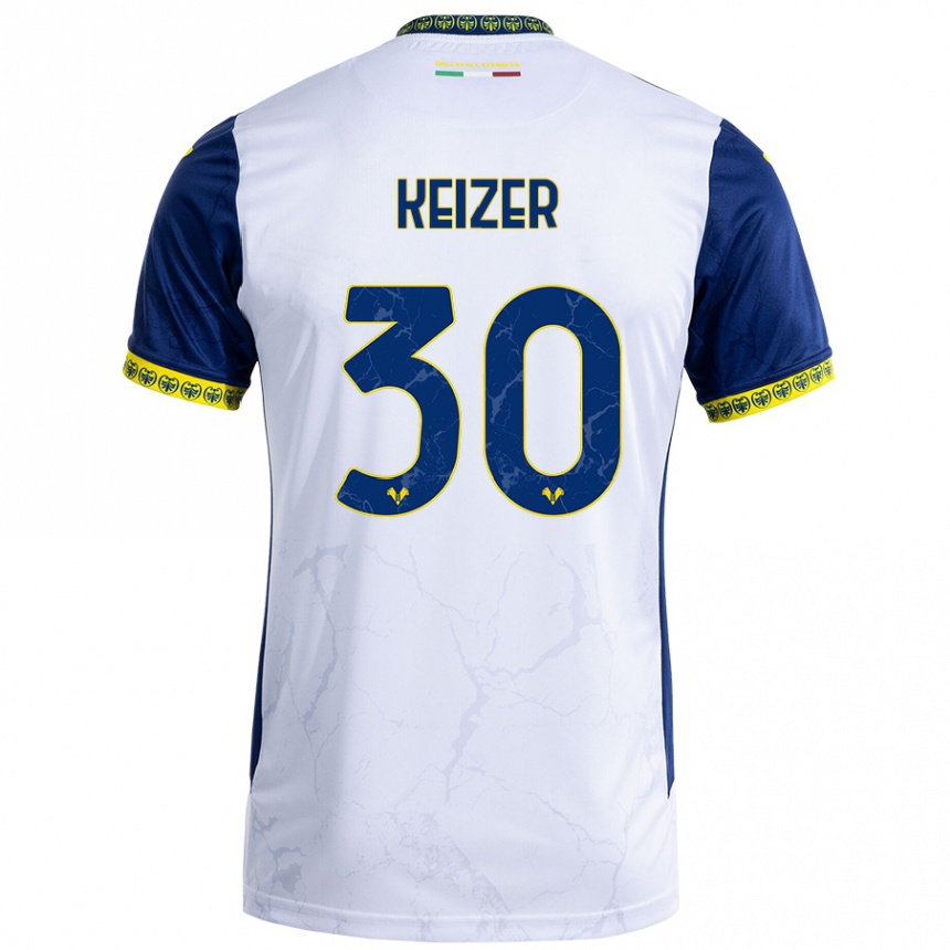 Kids Football Fanny Keizer #30 White Blue Away Jersey 2024/25 T-Shirt Za