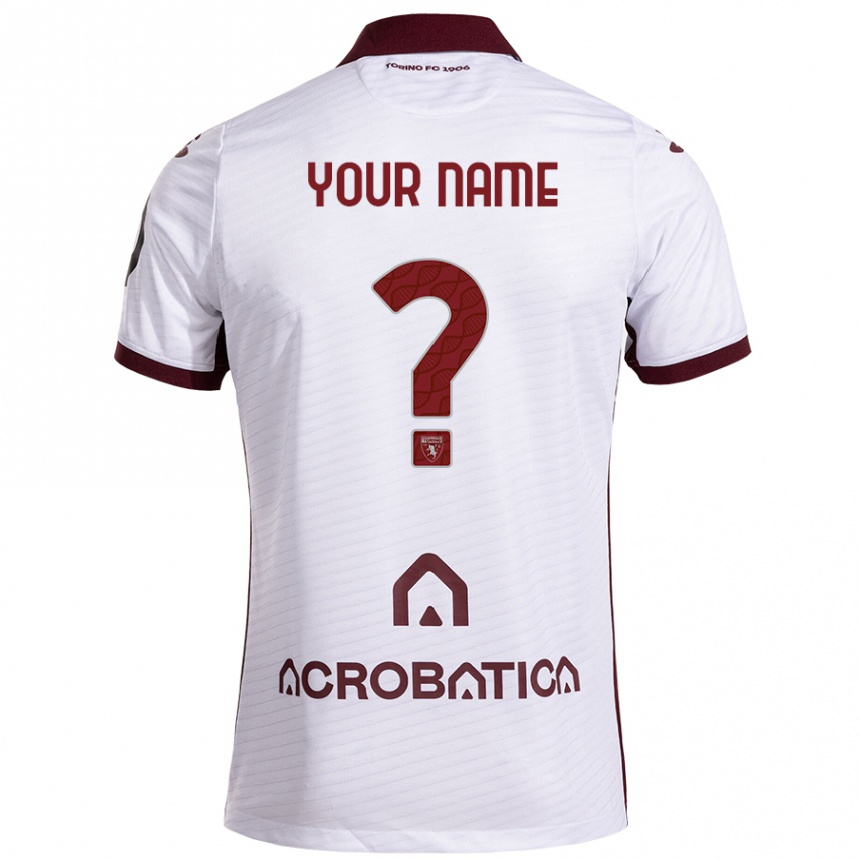 Kids Football Your Name #0 White Maroon Away Jersey 2024/25 T-Shirt Za