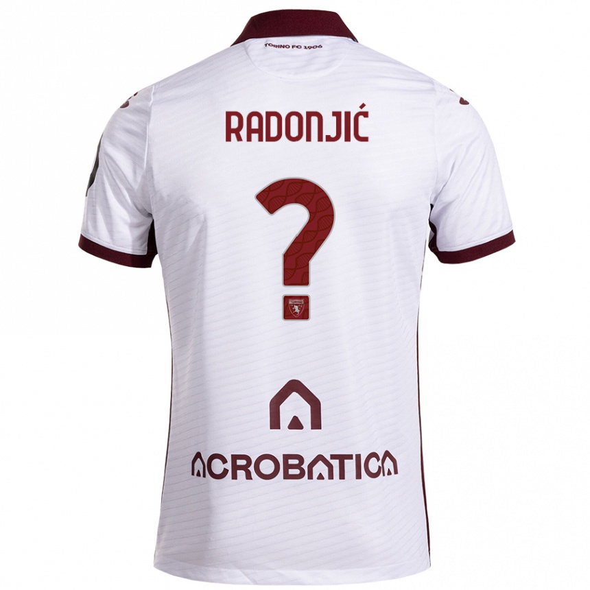 Kids Football Nemanja Radonjić #0 White Maroon Away Jersey 2024/25 T-Shirt Za