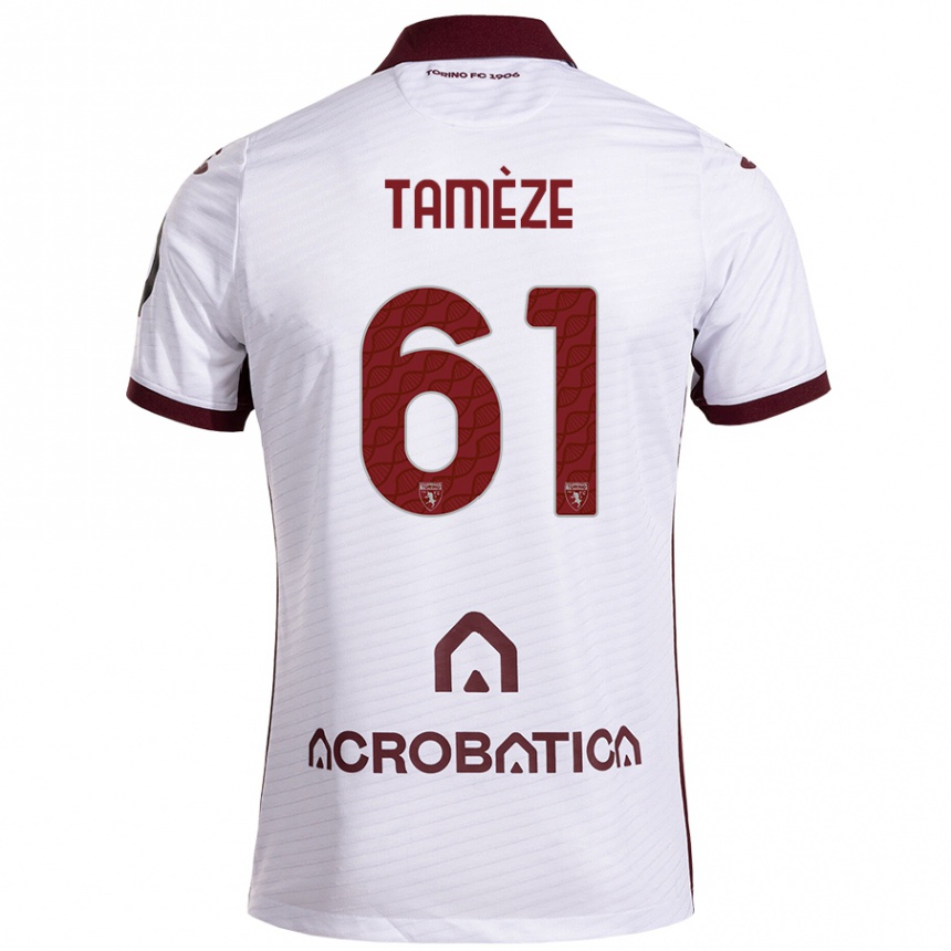 Kids Football Adrien Tamèze #61 White Maroon Away Jersey 2024/25 T-Shirt Za