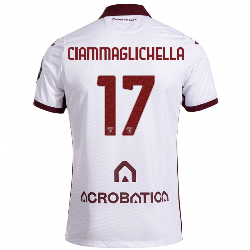 Kids Football Aaron Ciammaglichella #17 White Maroon Away Jersey 2024/25 T-Shirt Za