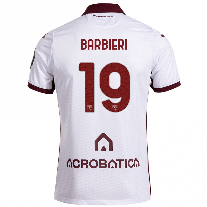 Kids Football Raffaella Barbieri #19 White Maroon Away Jersey 2024/25 T-Shirt Za