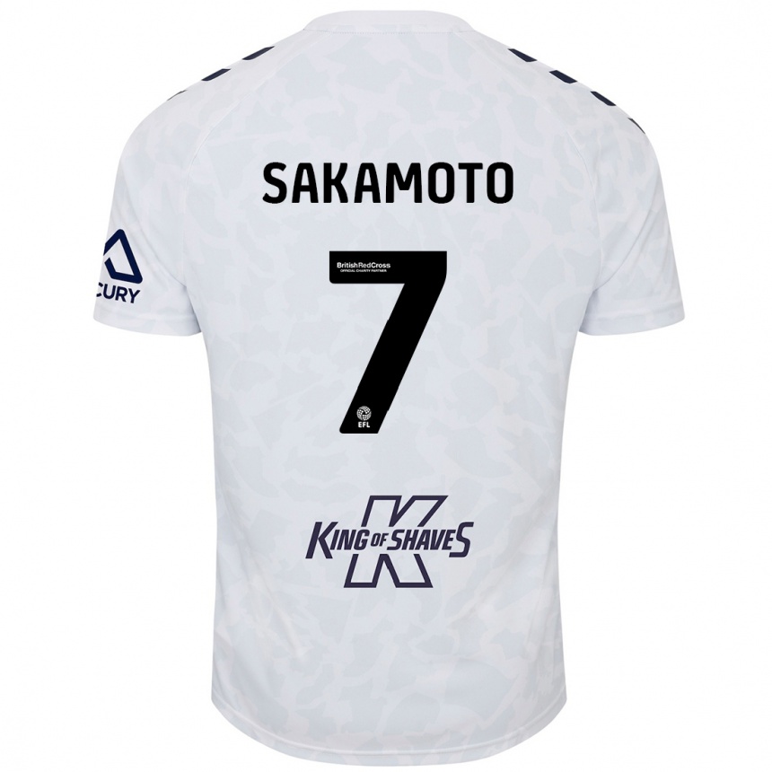 Kids Football Tatsuhiro Sakamoto #7 White Away Jersey 2024/25 T-Shirt Za