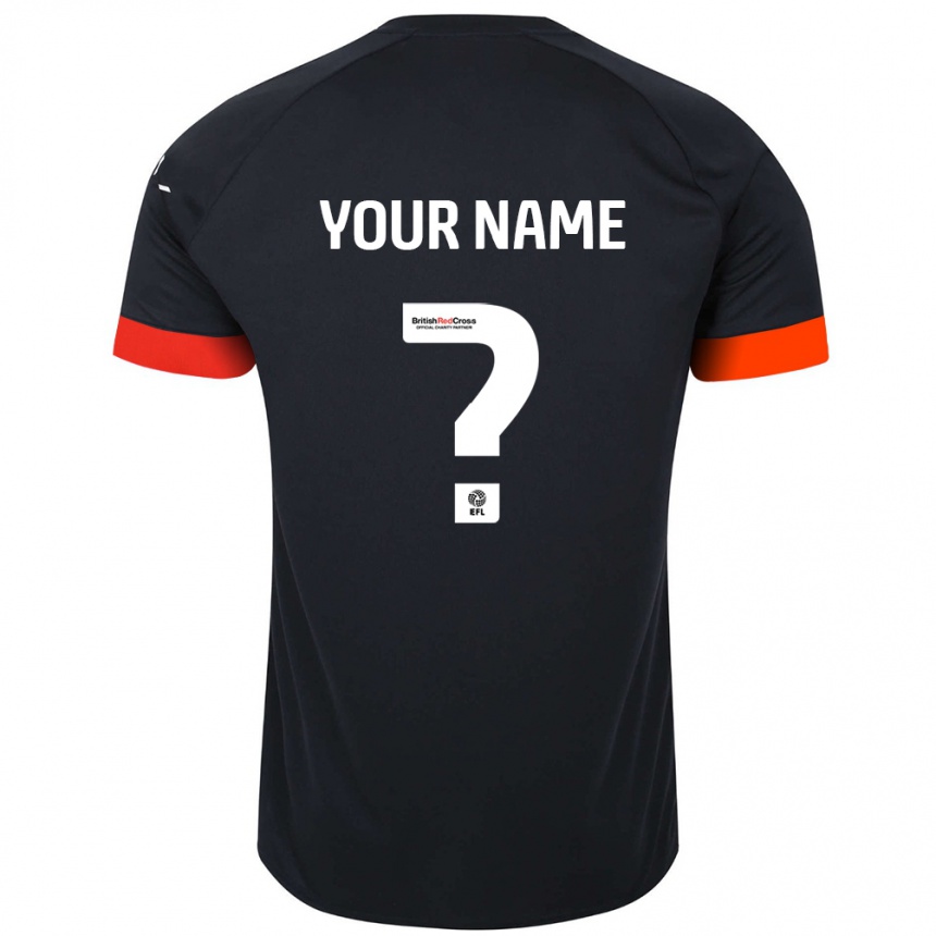 Kids Football Your Name #0 Black Orange Away Jersey 2024/25 T-Shirt Za