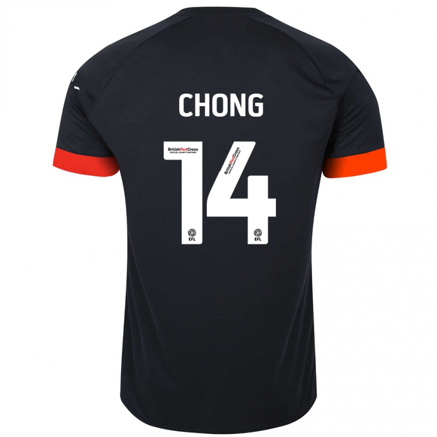 Kids Football Tahith Chong #14 Black Orange Away Jersey 2024/25 T-Shirt Za