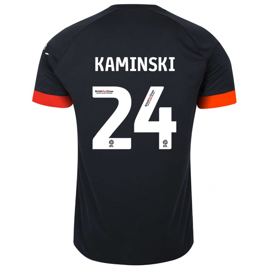 Kids Football Thomas Kaminski #24 Black Orange Away Jersey 2024/25 T-Shirt Za