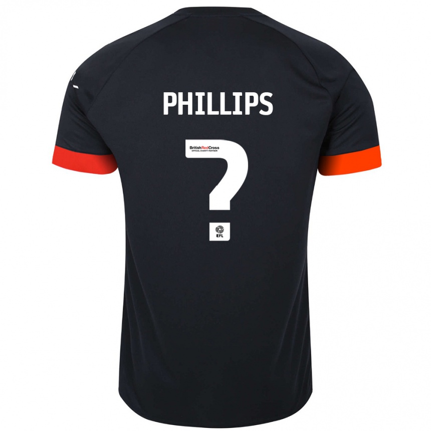 Kids Football Josh Phillips #0 Black Orange Away Jersey 2024/25 T-Shirt Za