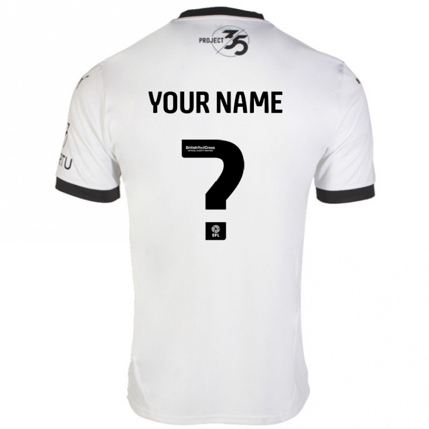 Kids Football Your Name #0 White Black Away Jersey 2024/25 T-Shirt Za