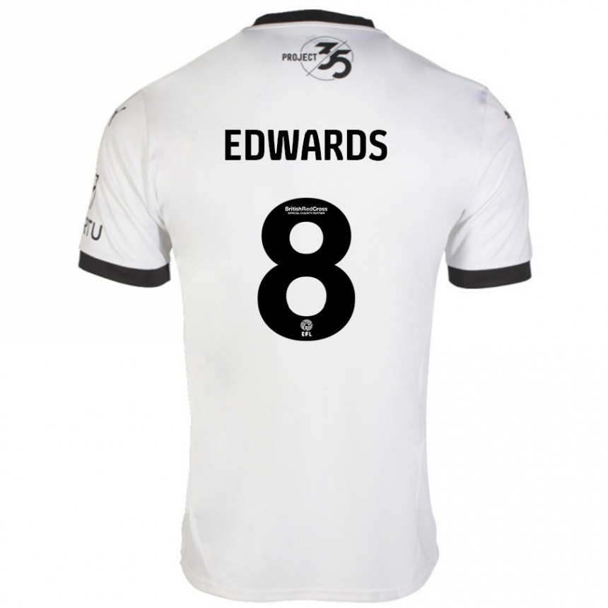 Kids Football Joe Edwards #8 White Black Away Jersey 2024/25 T-Shirt Za