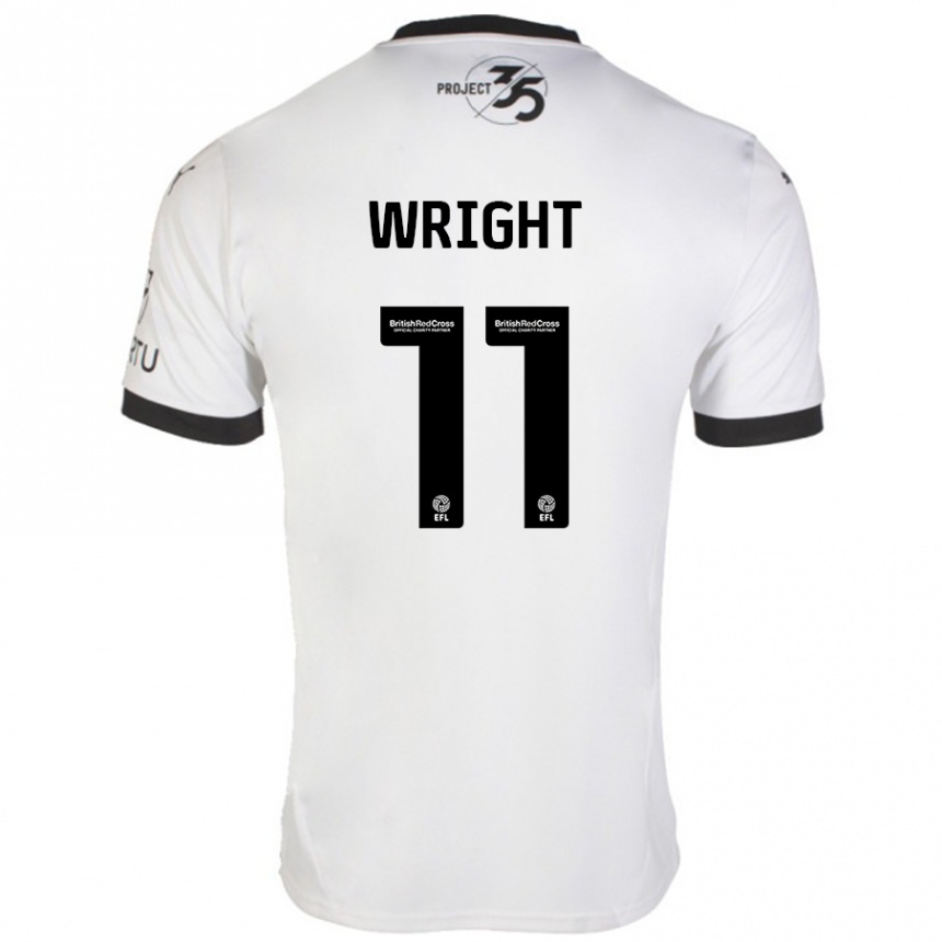 Kids Football Callum Wright #11 White Black Away Jersey 2024/25 T-Shirt Za