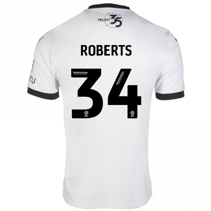 Kids Football Caleb Roberts #34 White Black Away Jersey 2024/25 T-Shirt Za