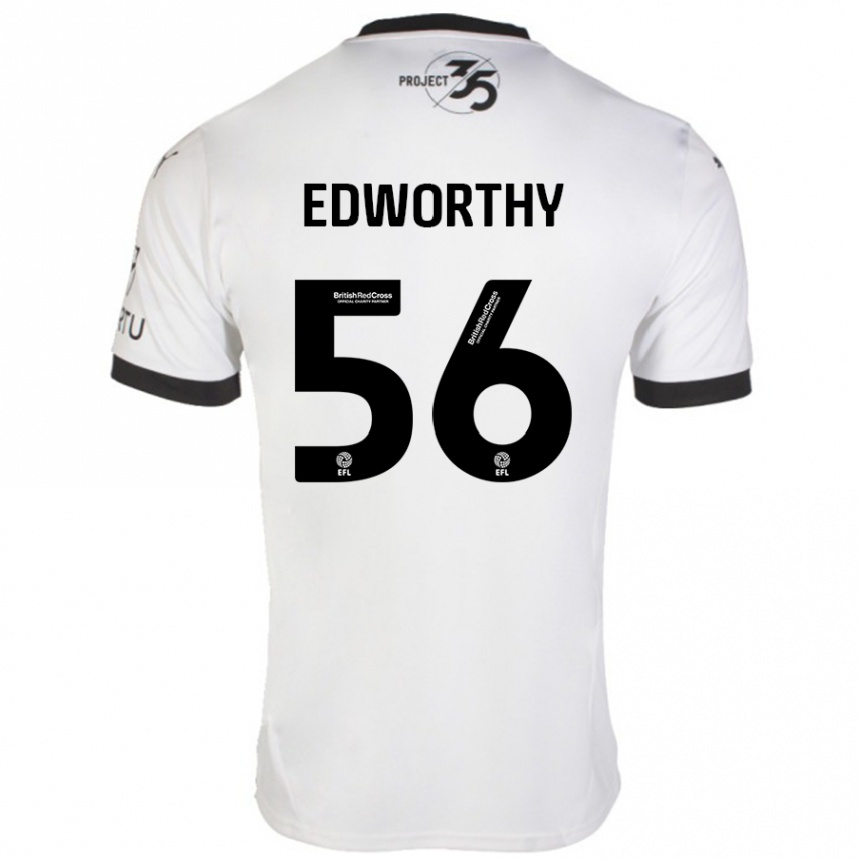 Kids Football Kieran Edworthy #56 White Black Away Jersey 2024/25 T-Shirt Za