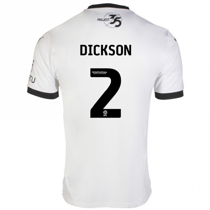 Kids Football Katie Dickson #2 White Black Away Jersey 2024/25 T-Shirt Za