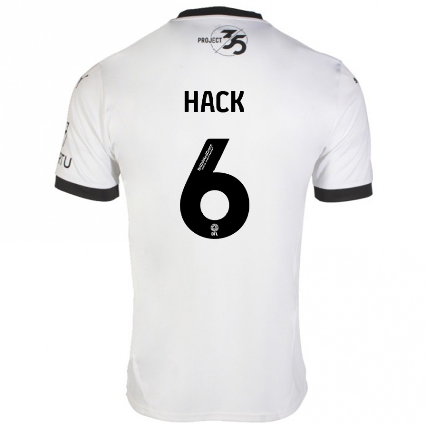 Kids Football Lucy Hack #6 White Black Away Jersey 2024/25 T-Shirt Za