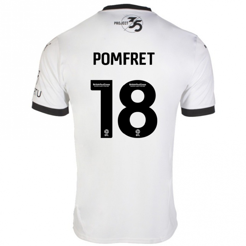 Kids Football Taya Pomfret #18 White Black Away Jersey 2024/25 T-Shirt Za