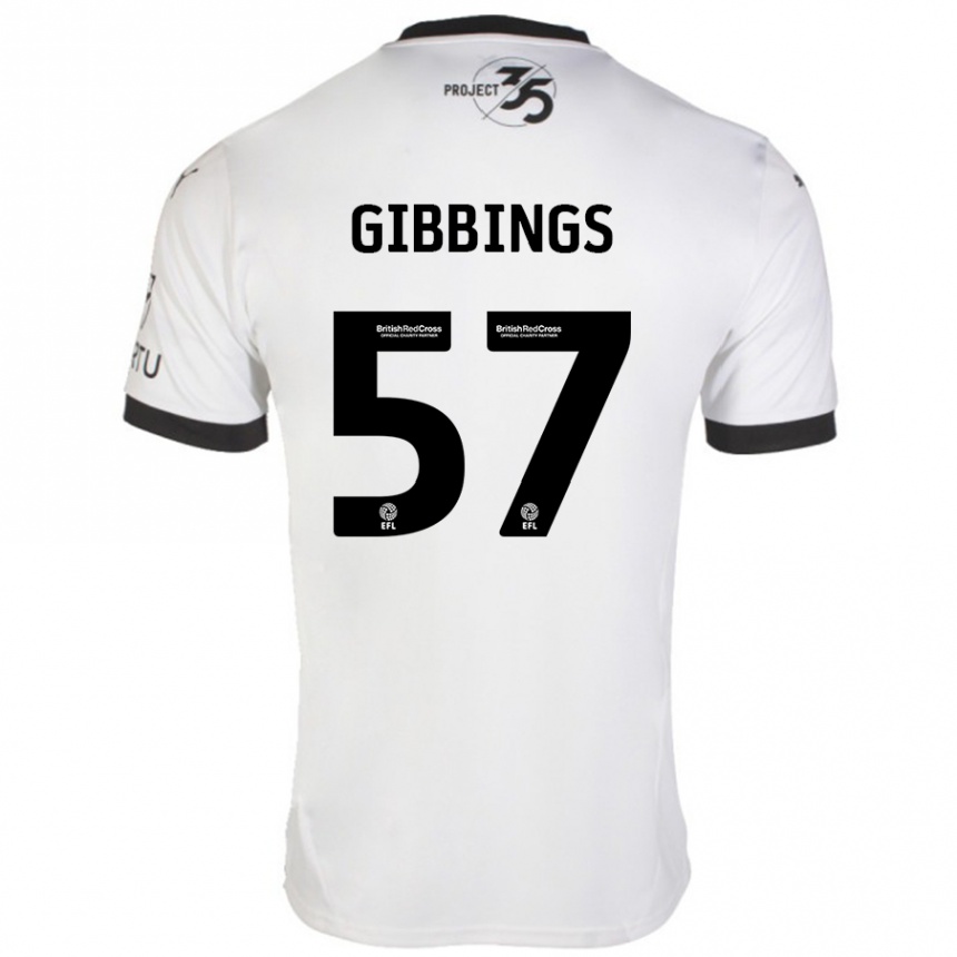 Kids Football Cole Gibbings #57 White Black Away Jersey 2024/25 T-Shirt Za