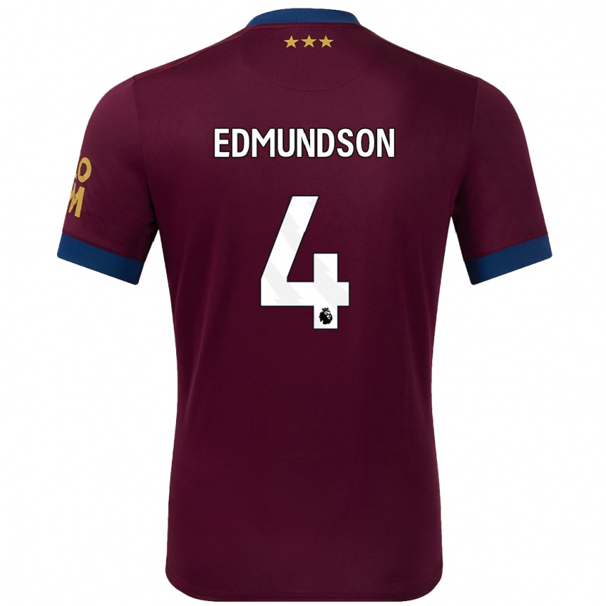 Kids Football George Edmundson #4 Brown Away Jersey 2024/25 T-Shirt Za